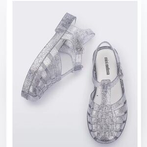 Mini Melissa possession jelly sandal little girls toddler size 10 glitter silver
